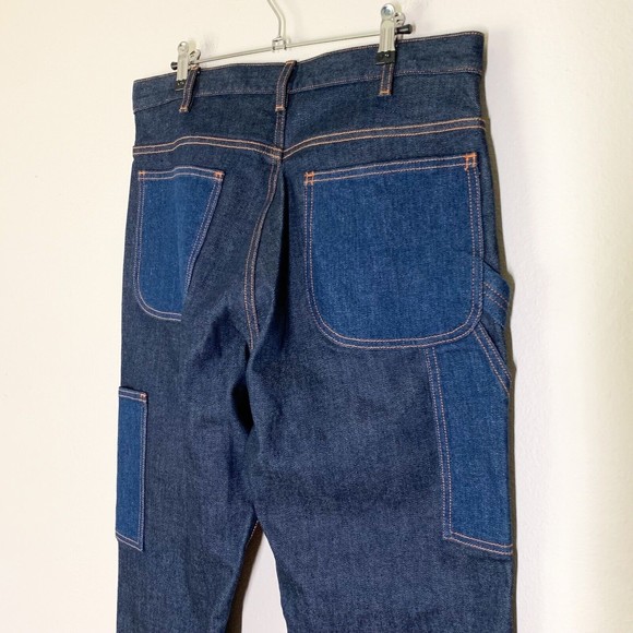 APC Job Trousers Jeans Contrast Men's 30 Dark Blue Denim Cargo Carpenter - Picture 5 of 7